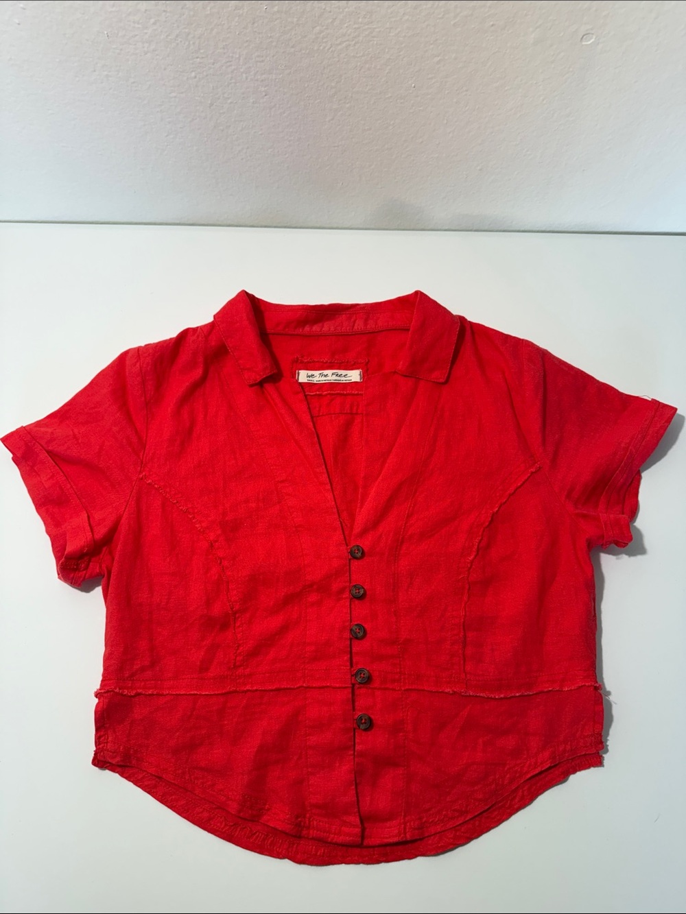 Free People We The Free Annabelle Crop Top Red Orange Women's Small